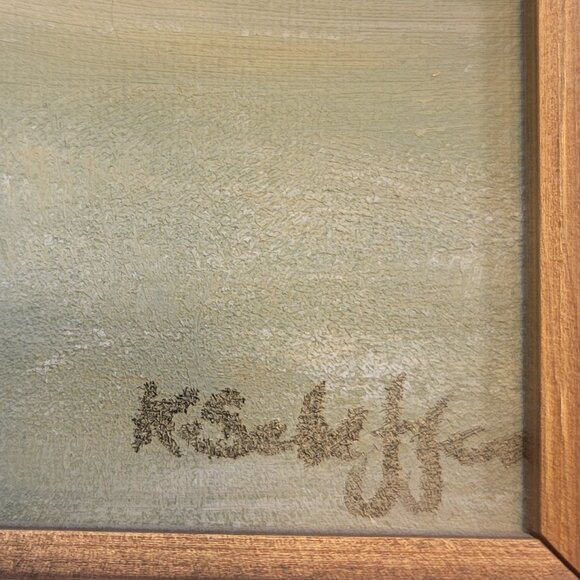 Family on Beach Oil on canvas by K Scheffer Signed. Framed Original - Picture 3 of 12